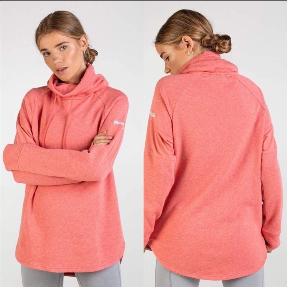 Gymshark Peach Coral Marl Slouch Workout Hoodie